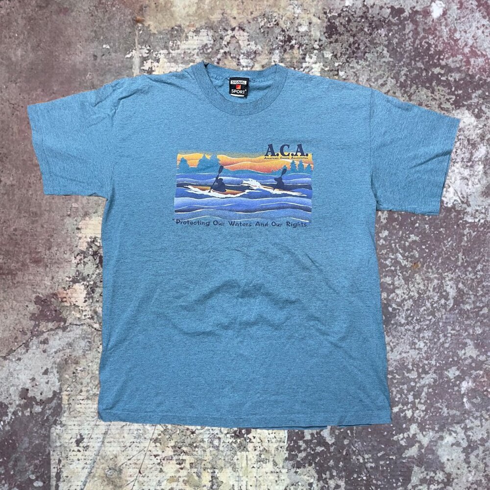90s ACA American Canoe Association Turquoise Vintage Made in USA T-Shirt XL